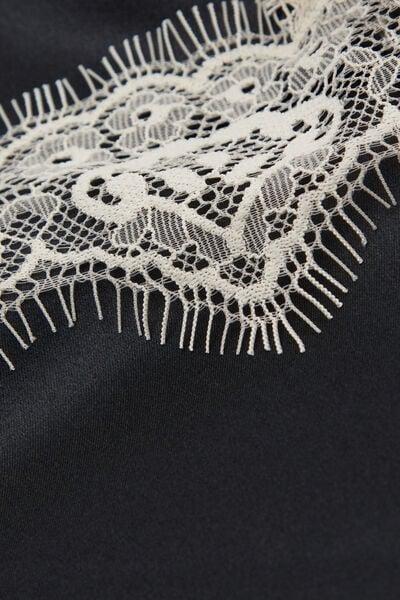 Black Frill Detail Silk Slip Dress, Black, large image number 4