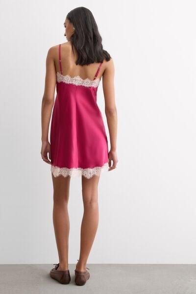 Pink Contrasting Lace Silk Slip, 5601_110K, large image number 2