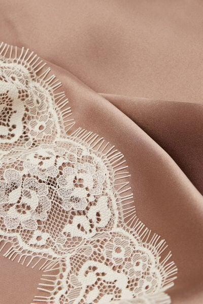 Brown Frill Detail Silk Slip Dress, 5601_119K, large image number 4