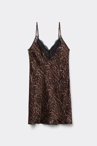 Multicolour Luxurious Leopard Satin Chemise, , large image number 2