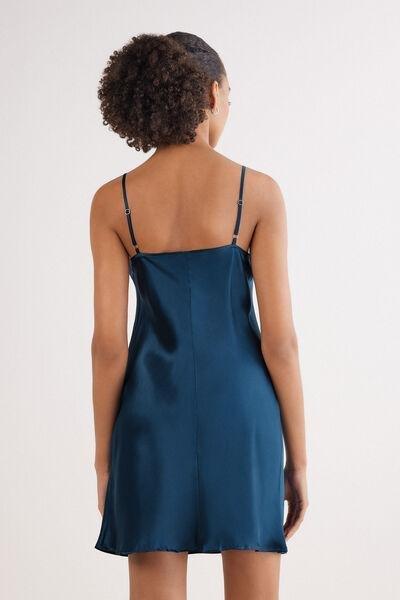 Navy Luxury Dreams Embroidered Silk Slip Dress, , large image number 3