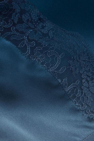 Navy Luxury Dreams Embroidered Silk Slip Dress, , large image number 4