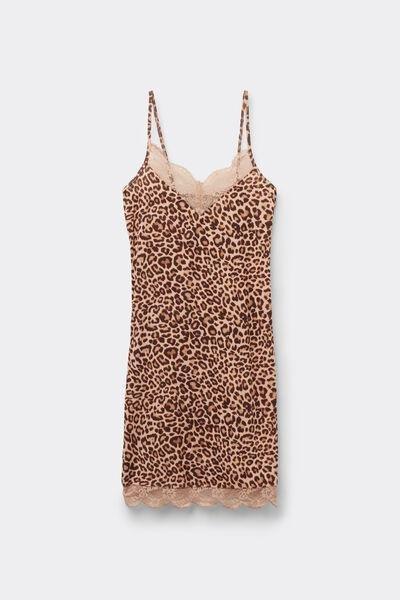 Beige Animal Print Pretty Savage Slip Dress, , large image number 2