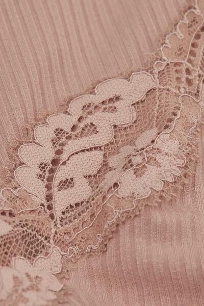 Beige Your Every Wear Ribbed Lacy Slip Dress, , large image number 4