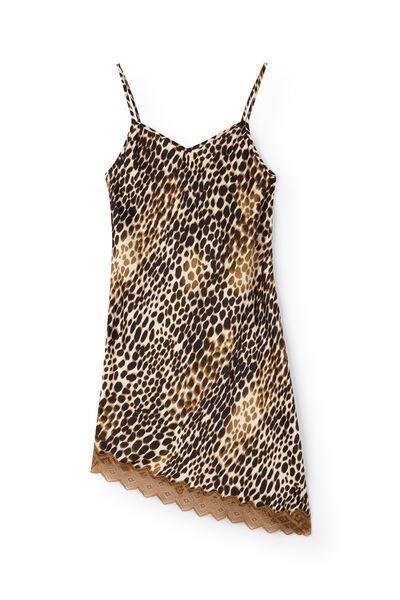 Brown Wildest Dreams Animal Print Asymmetrical Slip, 5601_183K, large image number 1