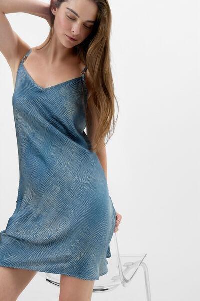 Grey Fanciful Flowers Printed Viscose Satin Slip Dress, 5601_194K, large image number 0