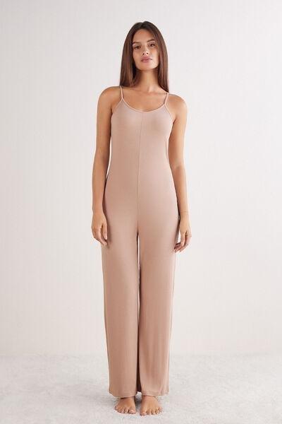 Beige Your Everyday Wear Ribbed Jumpsuit, , large image number 0