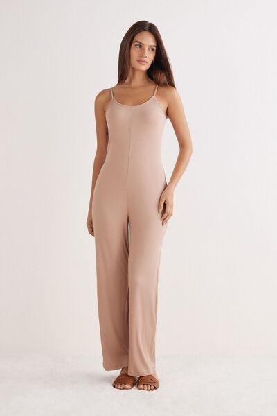 Beige Your Everyday Wear Ribbed Jumpsuit, , large image number 2