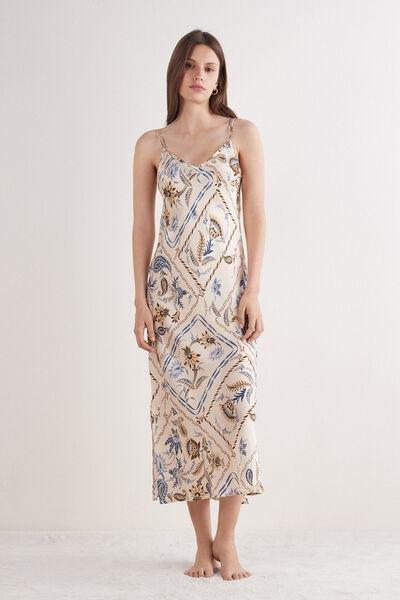Multicolour Long Silk Slip Dress, , large image number 0