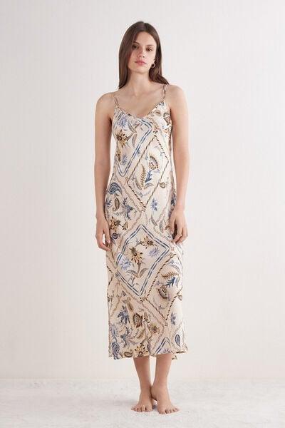 Multicolour Long Silk Slip Dress, 5601_868J, large image number 1