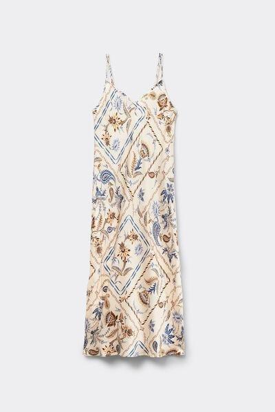 Multicolour Long Silk Slip Dress, 5601_868J, medium