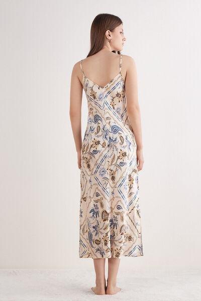 Multicolour Long Silk Slip Dress, 5601_868J, large image number 3