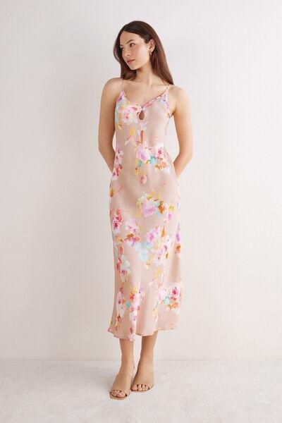 Pink Printed Satin Slip Dress, , large image number 2