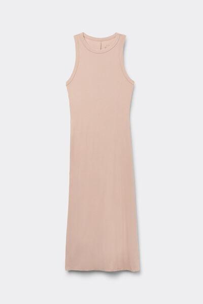 Beige Your Every Wear Long Ribbed Slip Dress, , large image number 2