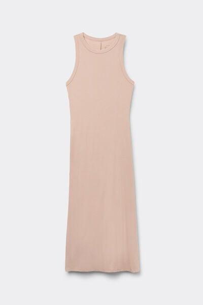 Beige Your Every Wear Long Ribbed Slip Dress, 5601_939J, large image number 5