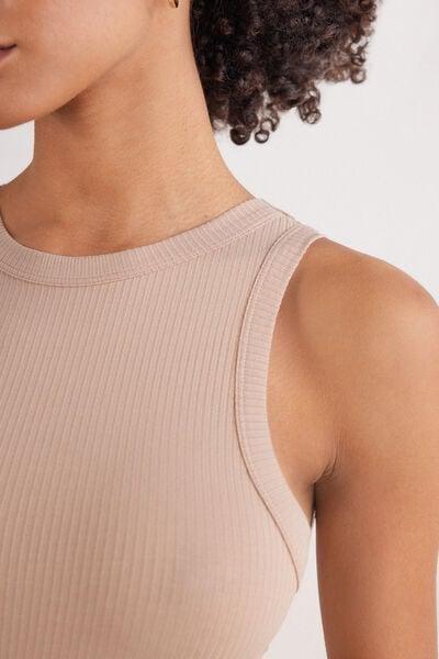 Beige Your Every Wear Long Ribbed Slip Dress, 5601_939J, large image number 7