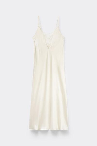 White All About Flowers Long Silk Slip Dress, Powder White, large image number 1