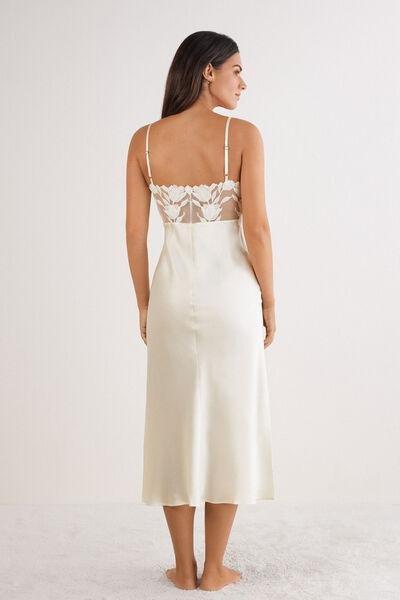 White All About Flowers Long Silk Slip Dress, Powder White, large image number 3