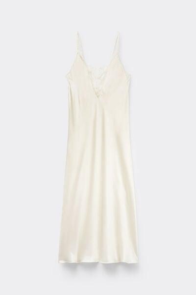 White All About Flowers Long Silk Slip Dress, Powder White, large image number 5