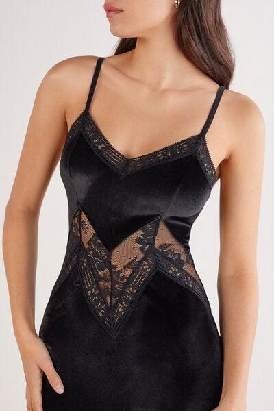 Black La Femme Fatale Long Lace Slip Dress, Black, large image number 10