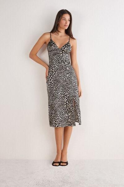 Brown A Moment Of Glamour Animal Print Silk Slip Dress, 5601_029K, large image number 1
