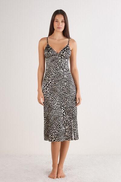 Brown A Moment Of Glamour Animal Print Silk Slip Dress, 5601_029K, large image number 3