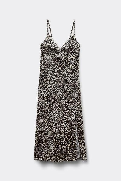 Brown A Moment Of Glamour Animal Print Silk Slip Dress, 5601_029K, large image number 4