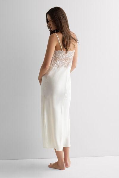 Ivory Ethereal Embrace Long Silk Slip, Powder White, large image number 2