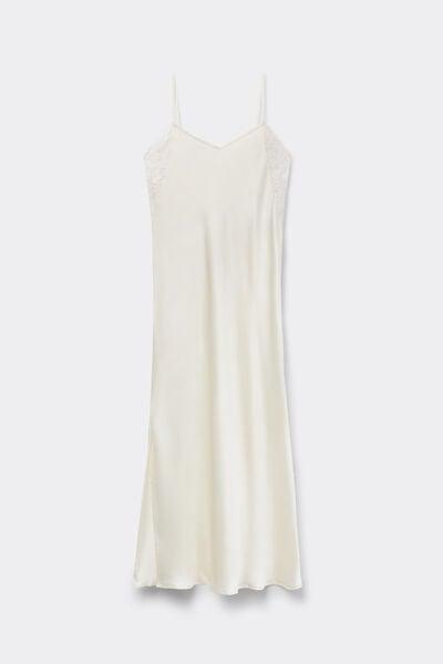 Ivory Ethereal Embrace Long Silk Slip, Powder White, large image number 3