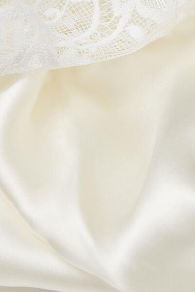 Ivory Ethereal Embrace Long Silk Slip, Powder White, large image number 4