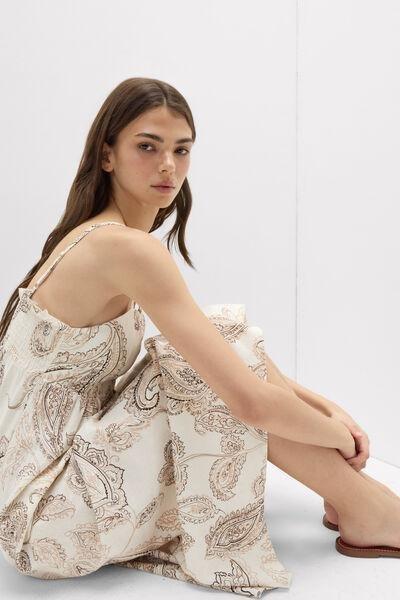 Beige Get Noticed Long Canvas Slip Dress, 5601_113K, large image number 0