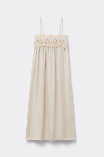 Beige Midsummer Dream Long Viscose Satin Slip, 5601_118K, large image number 3