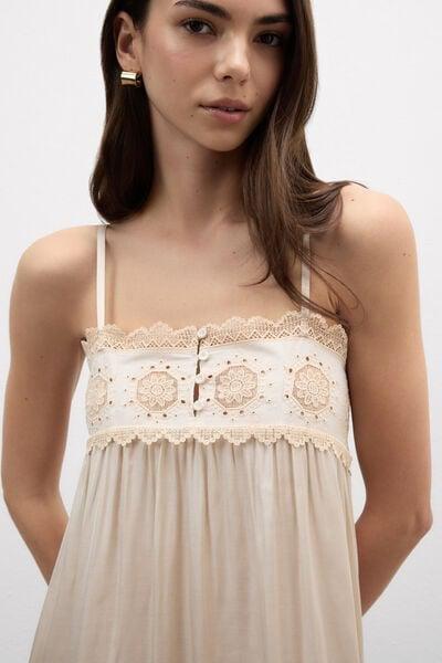 Beige Midsummer Dream Long Viscose Satin Slip, 5601_118K, large image number 5