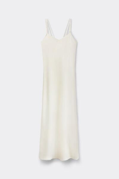 White My Forever Love Long Silk And Lace Slip, Powder White, large image number 0