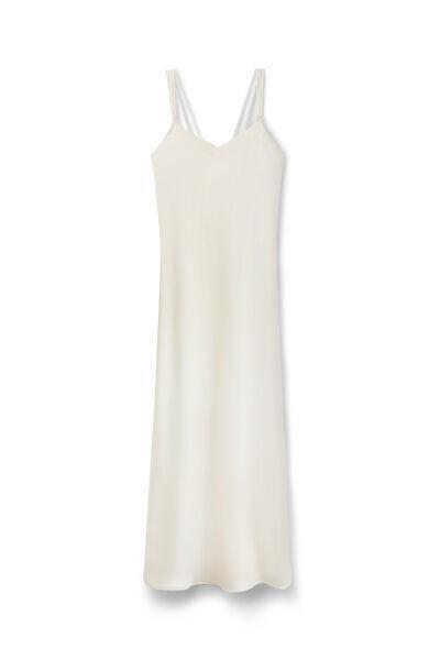 White My Forever Love Long Silk And Lace Slip, Powder White, large image number 1