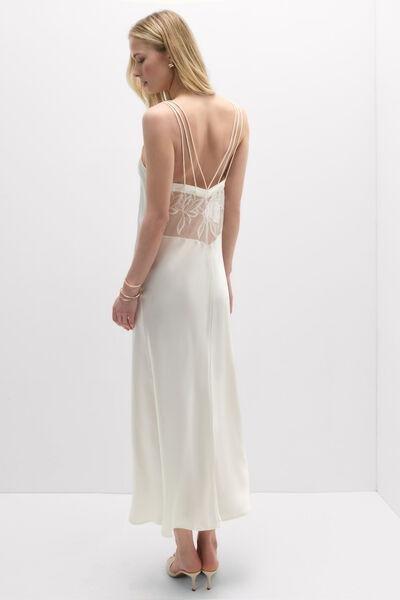 White My Forever Love Long Silk And Lace Slip, Powder White, large image number 2