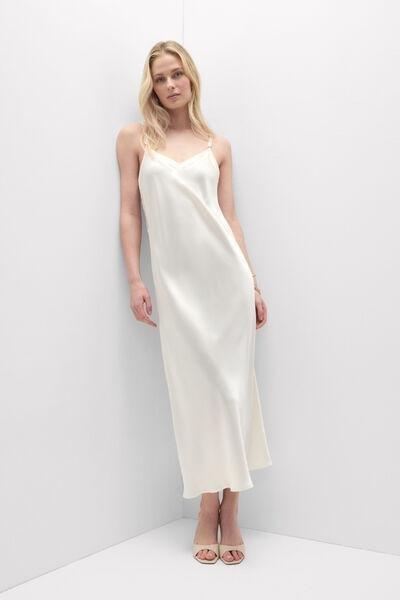 White My Forever Love Long Silk And Lace Slip, Powder White, large image number 3