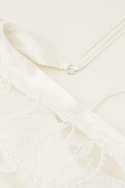 White My Forever Love Long Silk And Lace Slip, Powder White, large image number 4