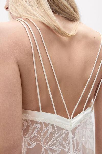 White My Forever Love Long Silk And Lace Slip, Powder White, large image number 5
