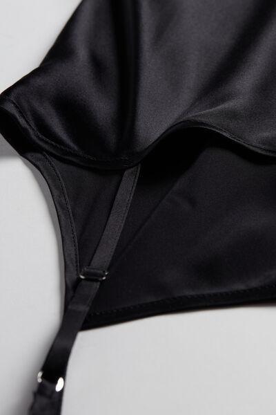Black Midi-Length Silk Slip, , large image number 4