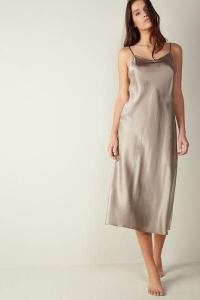 Beige Midi-Length Slip In Silk, , large image number 0