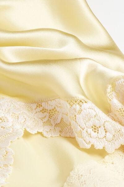 PASTEL YELLOW/IVORY Pretty Flowers Silk Top with Spaghetti Straps, , large image number 4