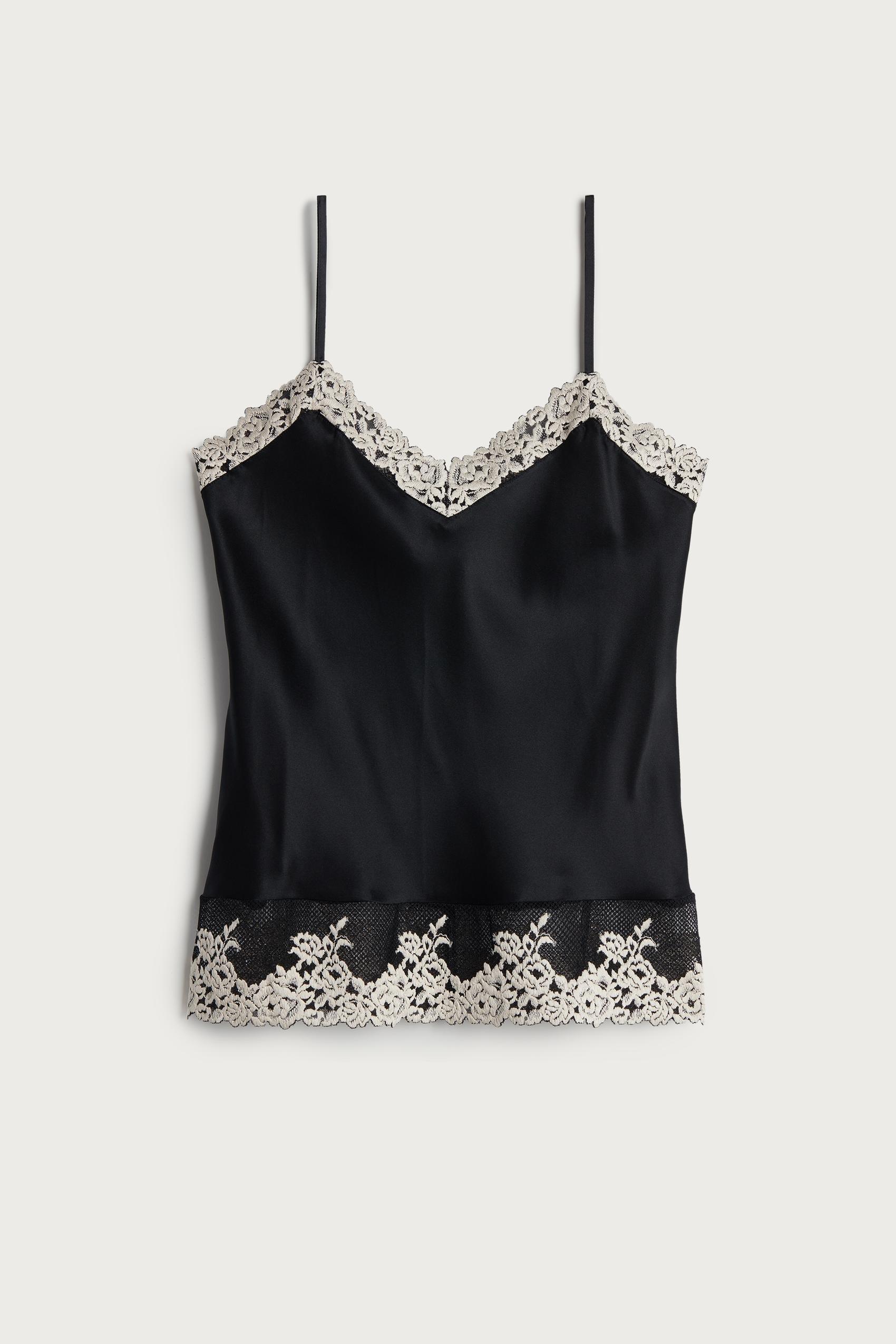 Black Spaghetti Straps Pretty Flowers Top, , large image number 2
