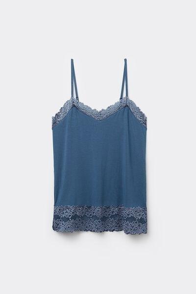 Blue Lace Trim Top, 5601_658J, large image number 2
