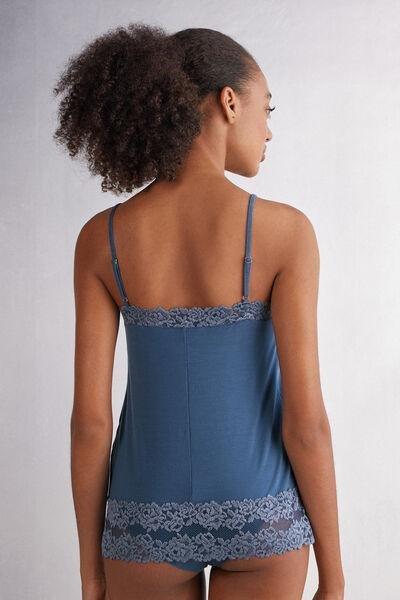 Blue Lace Trim Top, 5601_658J, large image number 3