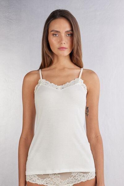 White Pretty Flowers Modal Top, , medium