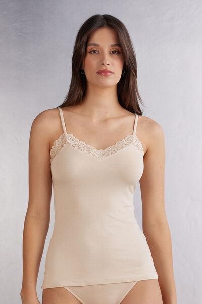 Cream Pretty Flowers Modal Top, , medium
