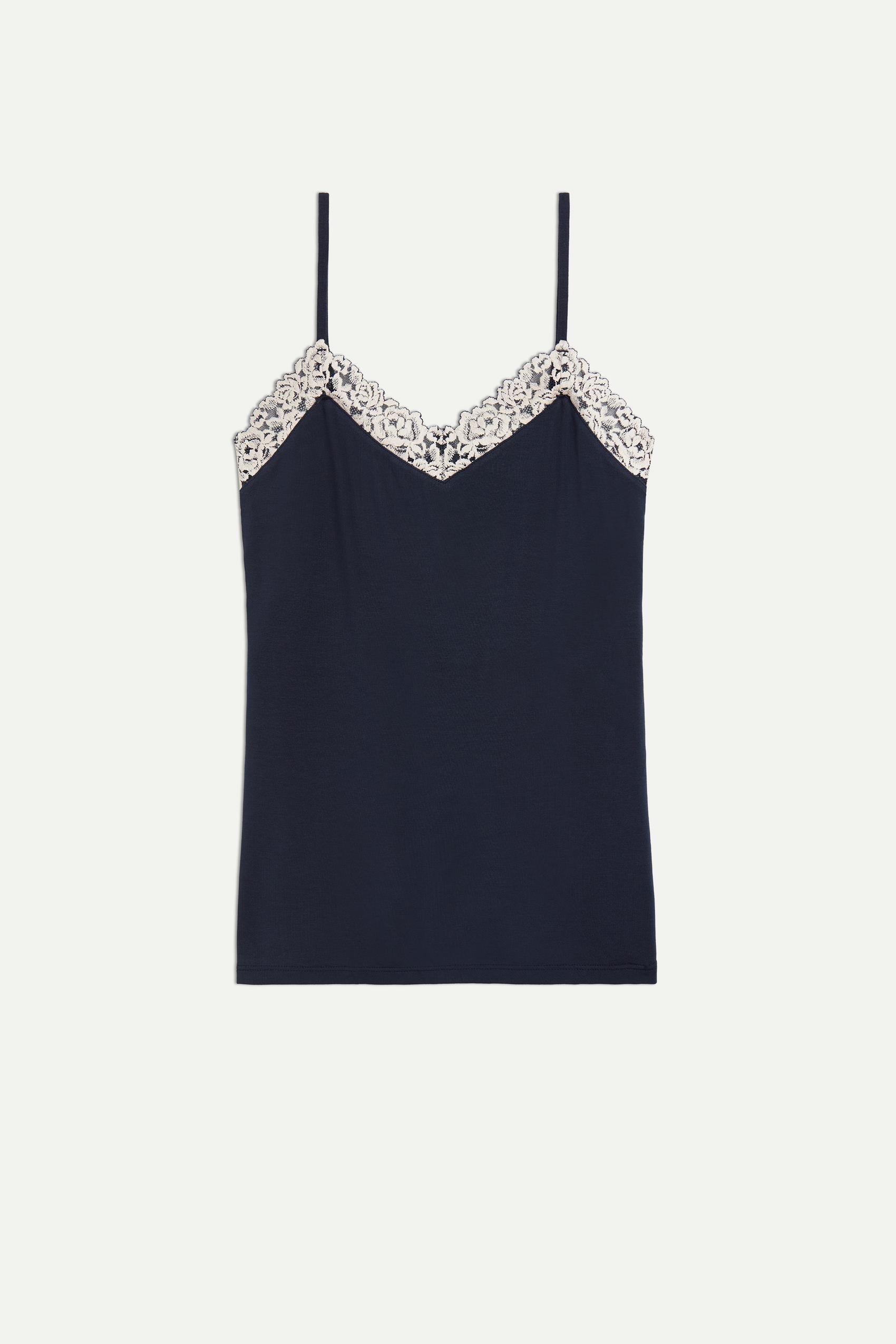 Navy Pretty Flowers Modal Top, , large image number 1