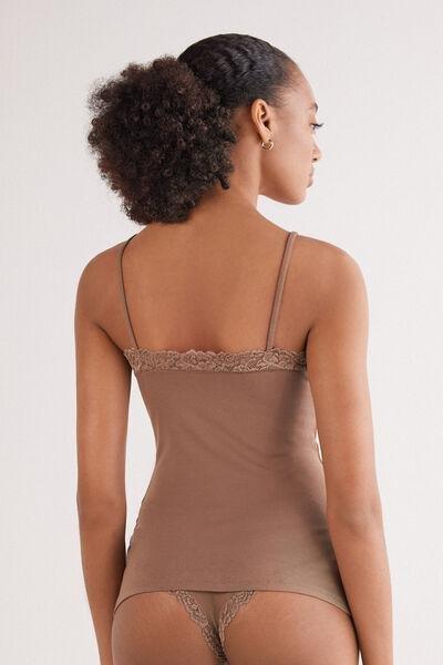 Beige Pretty Flowers Modal Top, Brown Mocha, large image number 3