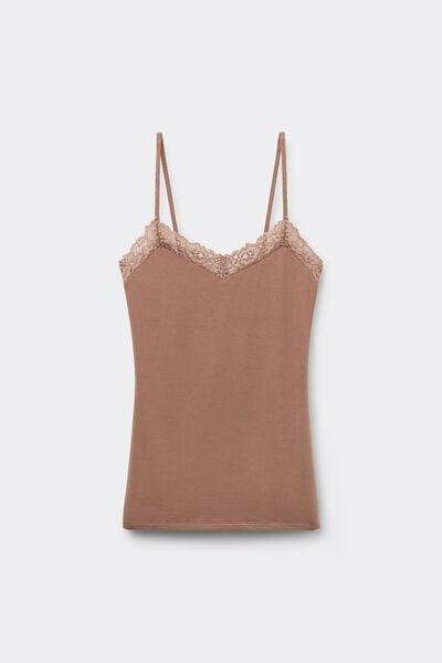 Beige Pretty Flowers Modal Top, Brown Mocha, large image number 3